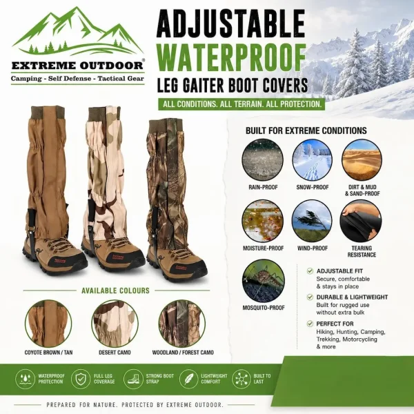 adjustable waterproof leg gaiter boot covers
